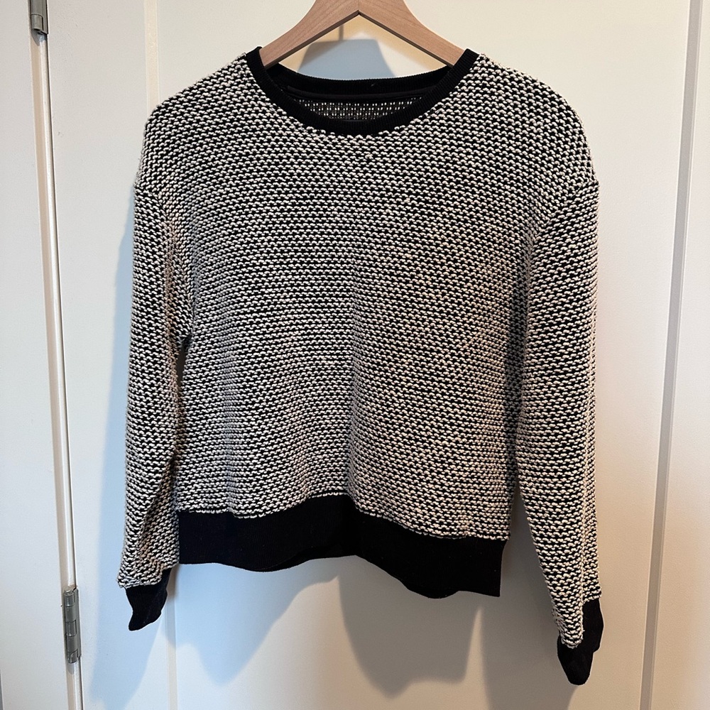 Marine Layer Black and White Crew Neck Sweater